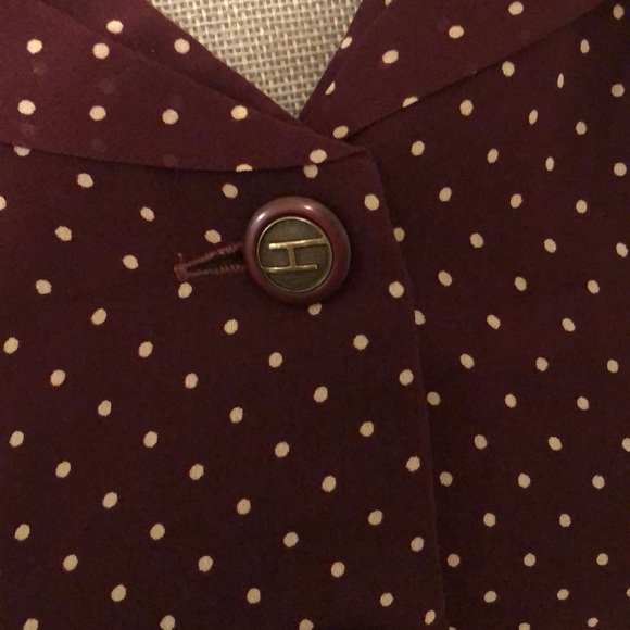 Polka dot burgundy button up pin up collar - Picture 3 of 5